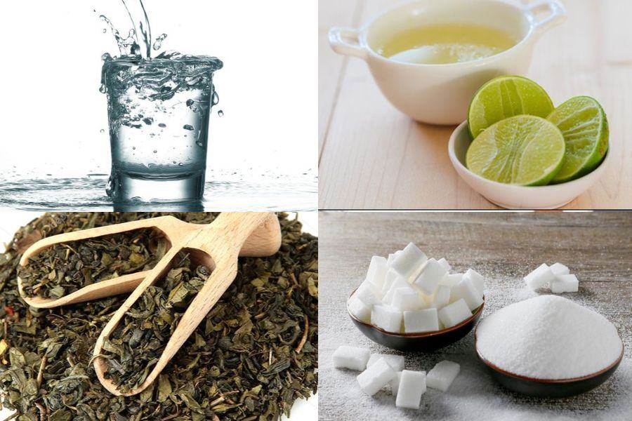 Nguyên liệu cơ bản dùng trong nấu trà đường tại nhà.