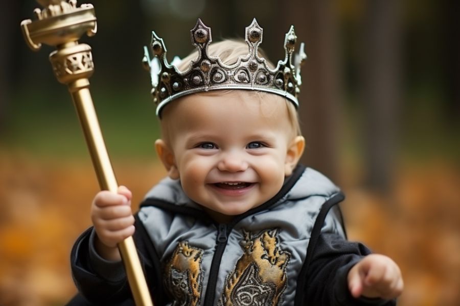 Em bé cực ngầu với tạo hình Đức Vua.