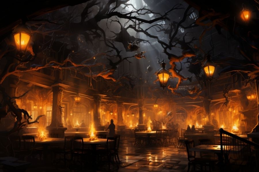 Ý tưởng trang trí quán cafe phong cách Halloween độc đáo khác.