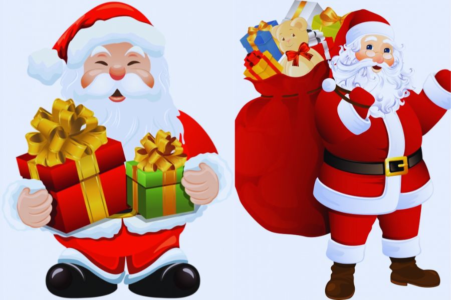 Hình ảnh Ông già Noel và những hộp quà xinh xắn.