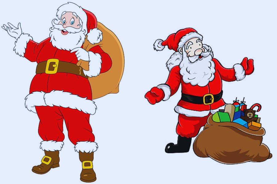 Ông già Noel được vẽ bằng các nét tỉ mỉ.