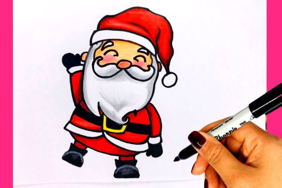Vẽ Ông già Noel với những nét đơn giản.