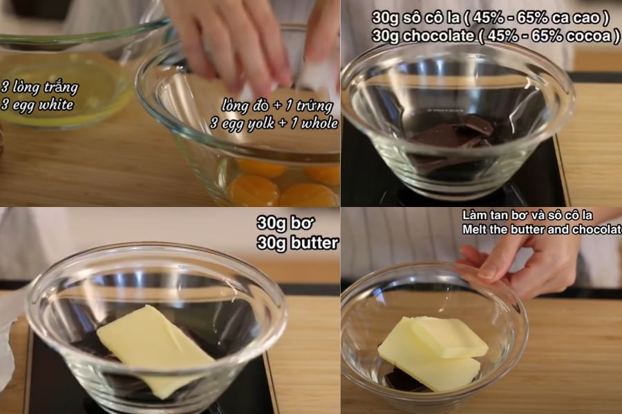 Đun chảy bơ và socola thành hỗn hợp.