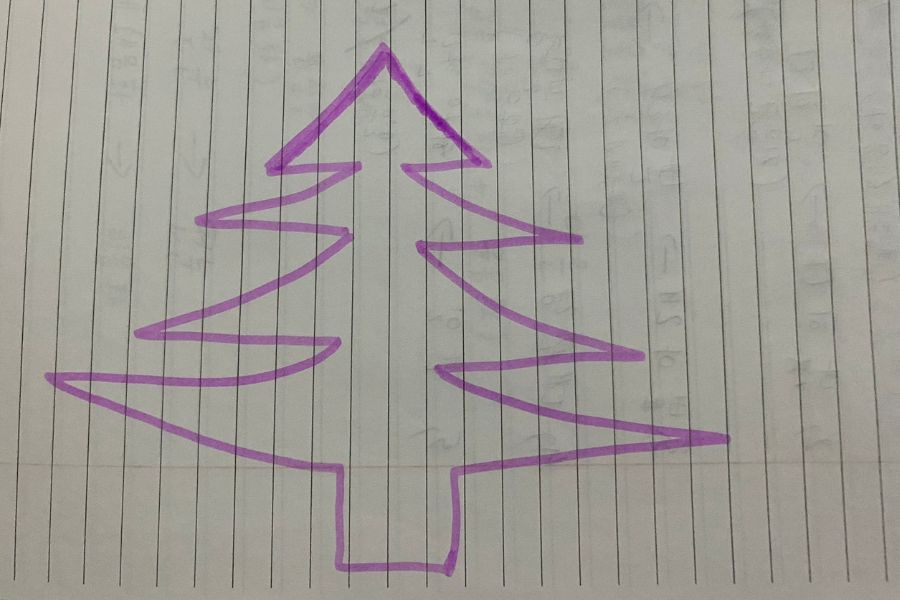 Hai góc nhọn của tam giác sẽ tạo hình tán cây thông Noel.