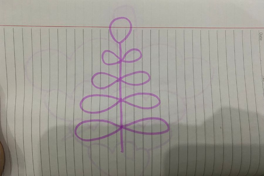 Vẽ cây thông Noel bằng các nét vẽ số 8.