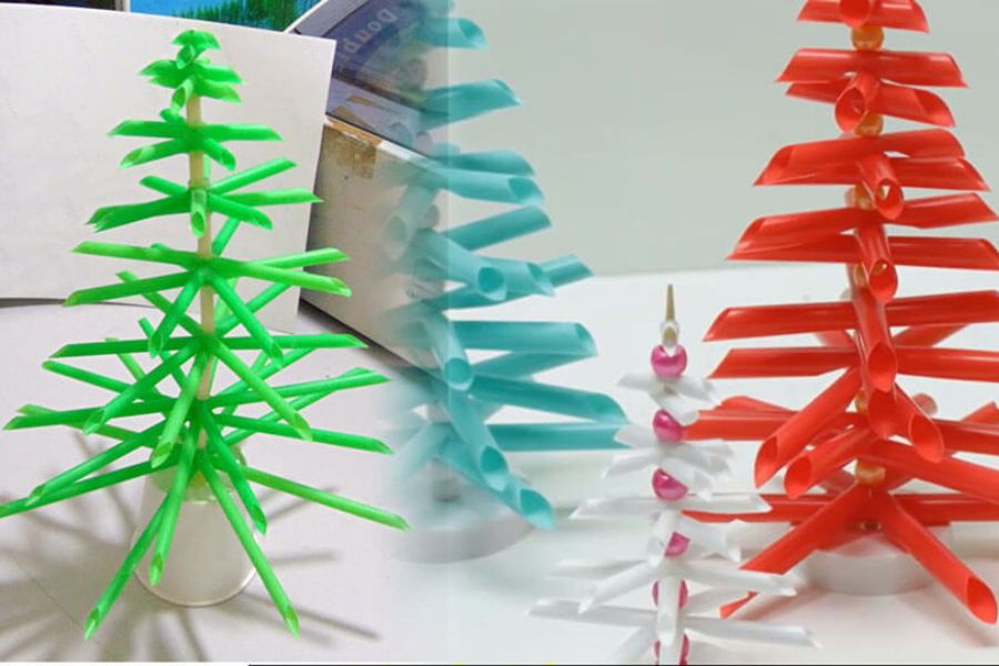 Quà Noel tự làm: Cây thông handmade bằng ống hút độc đáo, lạ mắt cho đêm Giáng Sinh.