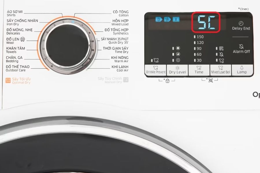 Trên bảng hiển thị máy giặt thông báo máy giặt đang gặp lỗi 5c.