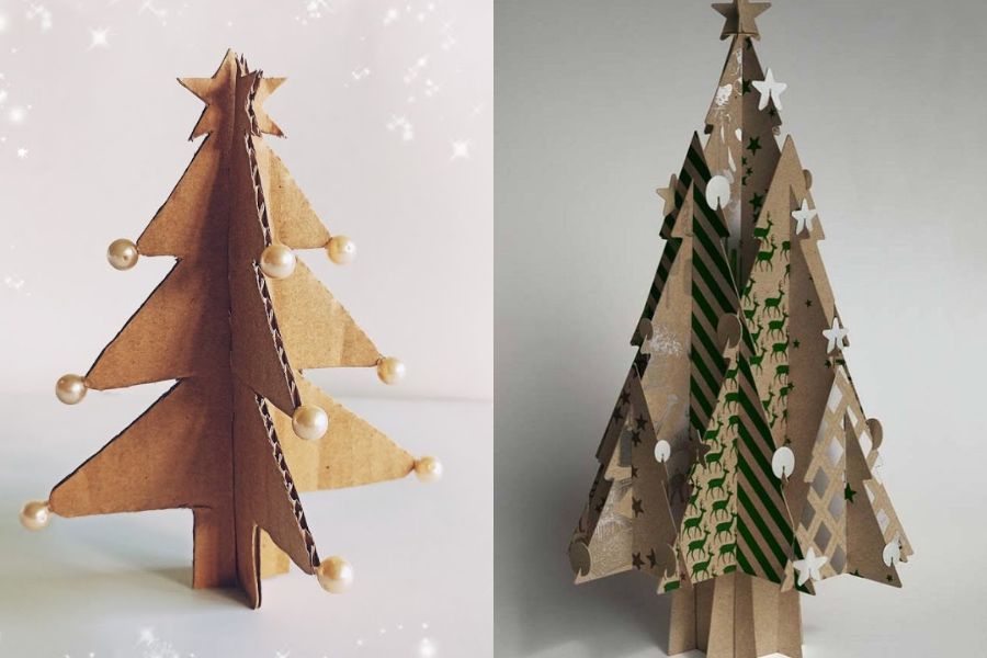 Bạn có thể đính kèm các phụ kiện, hạt cườm trên thân cây thông Giáng Sinh.