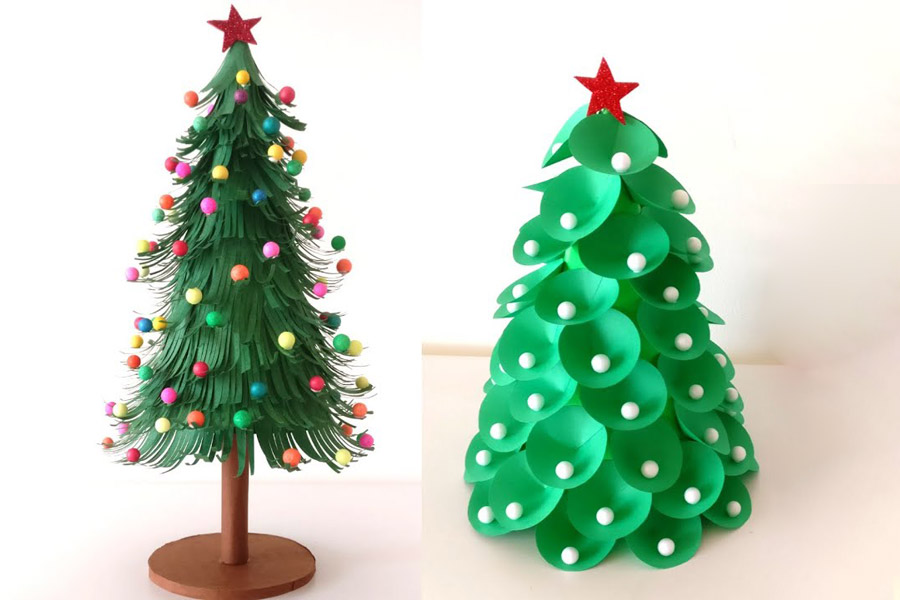 Bạn có thể biến tấu làm cây Noel bằng giấy với nhiều cánh hơn.