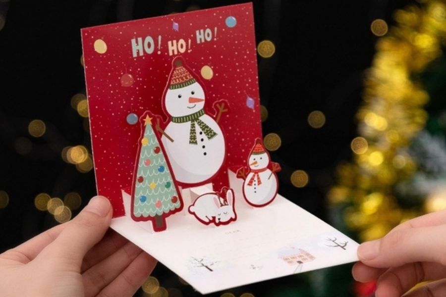 Thiệp Noel họa tiết hình nổi 3D.