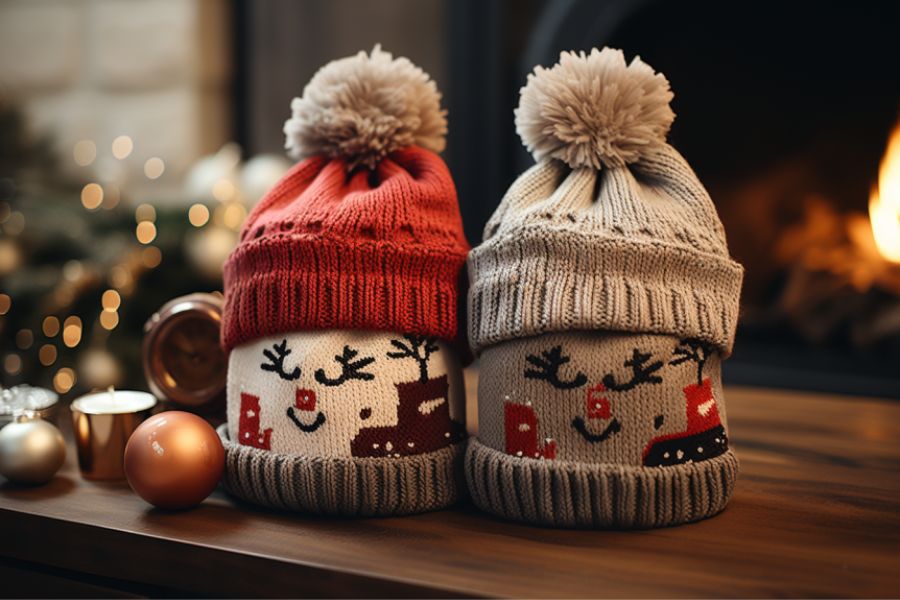 Một mẫu nón Giáng Sinh bằng len khác.