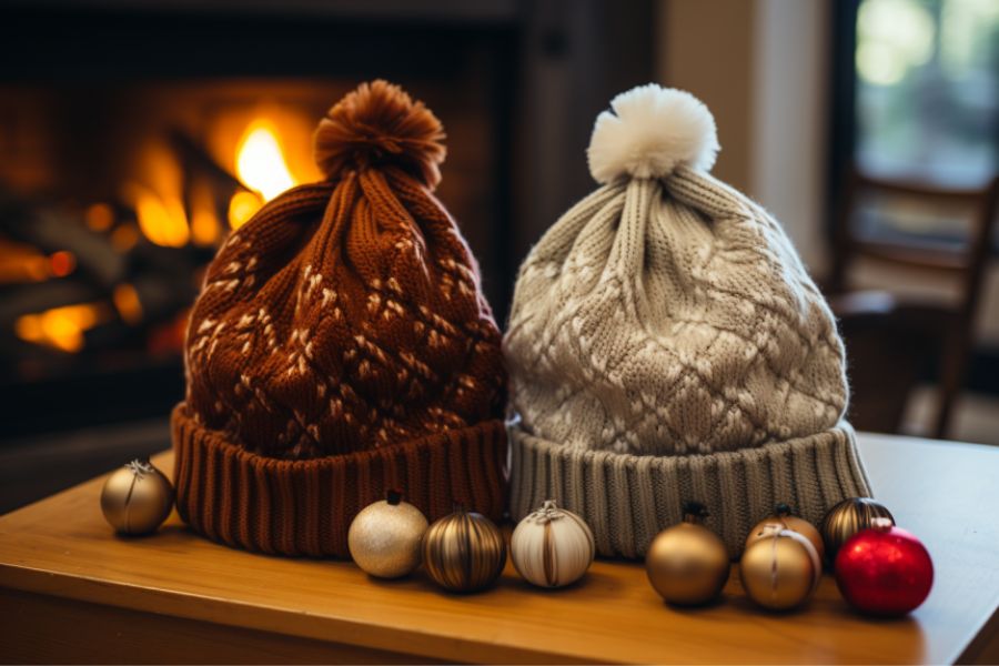 Vải len rất được ưa chuộng để làm mũ Giáng Sinh.