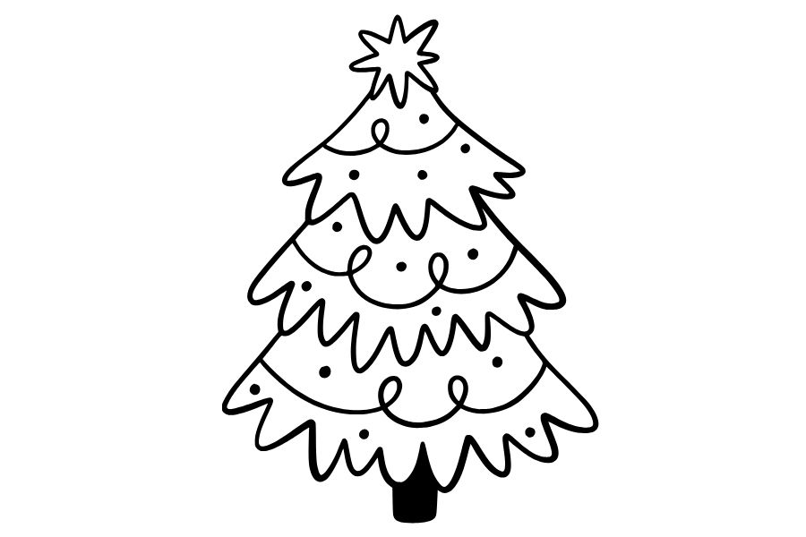 Mẫu tranh tô màu cây thông Giáng Sinh đơn giản cho bé 14.