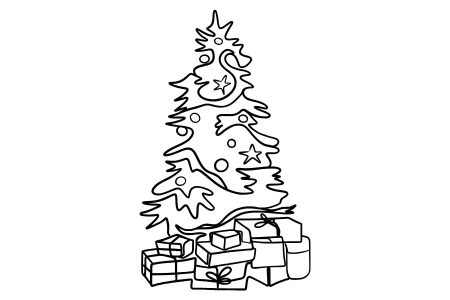 Mẫu tranh tô màu cây thông Giáng Sinh đơn giản cho bé 17.