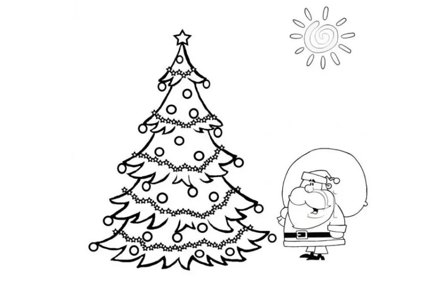 Mẫu tranh tô màu cây thông Giáng Sinh đơn giản cho bé 18.