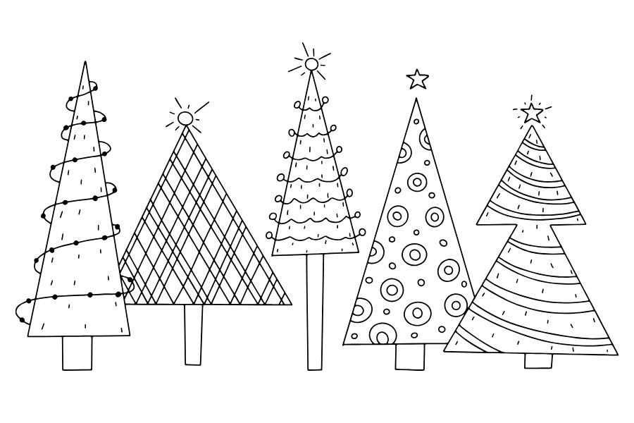 Mẫu tranh tô màu cây thông Noel đơn giản cho bé 23.