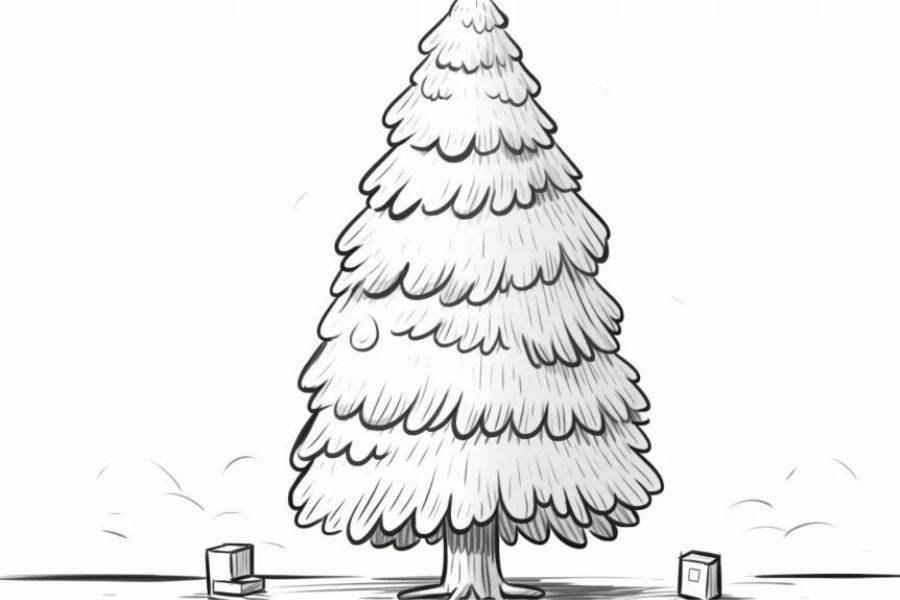 Mẫu tranh tô màu cây thông Giáng Sinh đơn giản cho bé 37.