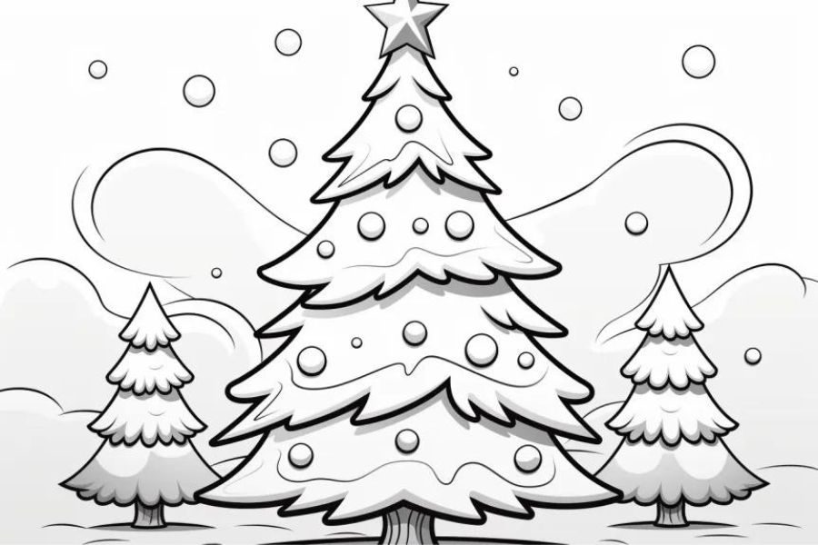 Mẫu tranh tô màu cây thông Giáng Sinh đơn giản cho bé 38.