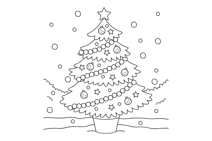 Mẫu tranh cây thông Noel đơn giản, lung linh cho bé 7.