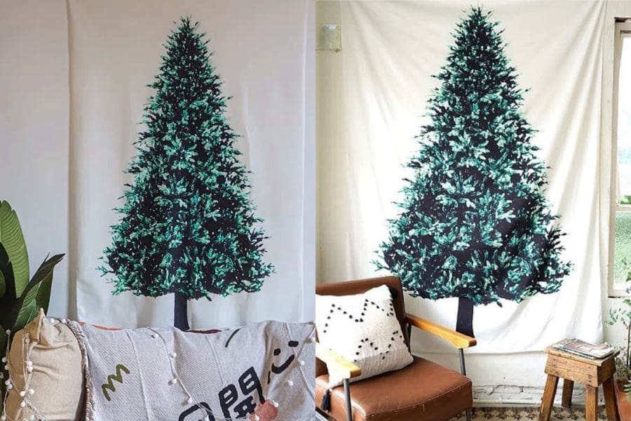 Trang trí Noel với thảm vải cây thông Noel đơn giản và có thể tái sử dụng nhiều lần.