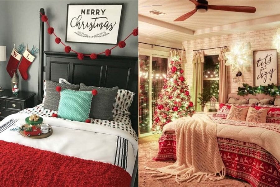 Cách trang trí phòng ngủ Giáng Sinh với tranh treo ảnh chữ ý nghĩa.