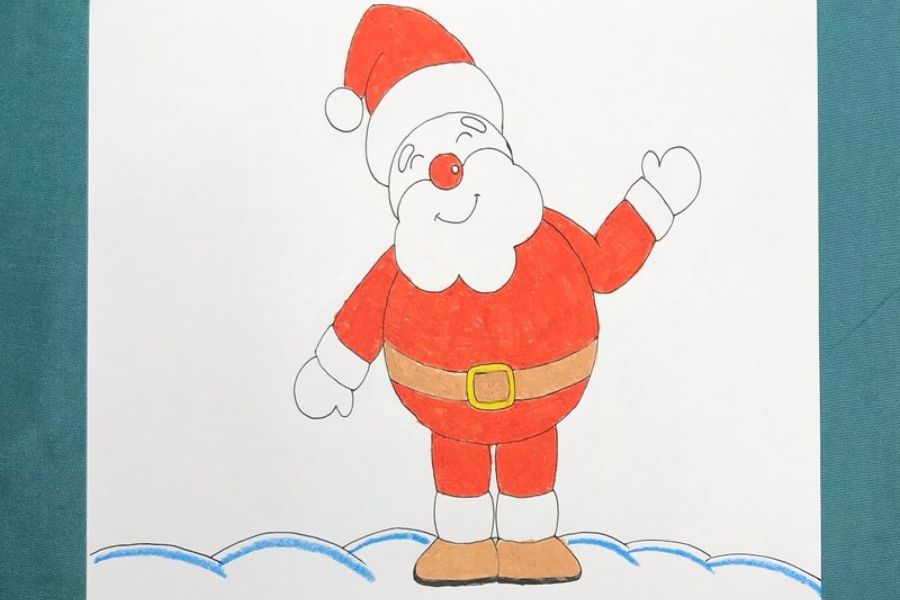 Vẽ tranh Noel đơn giản nhất chỉ cần vẽ vật thể chính là Ông già Noel.