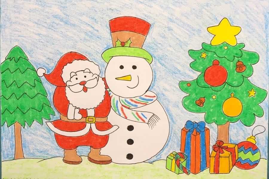 Vẽ những vật thể liên quan đến chủ đề Giáng Sinh.