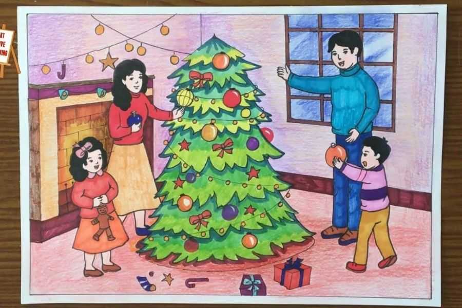 Lên ý tưởng trước khi vẽ tranh Noel.