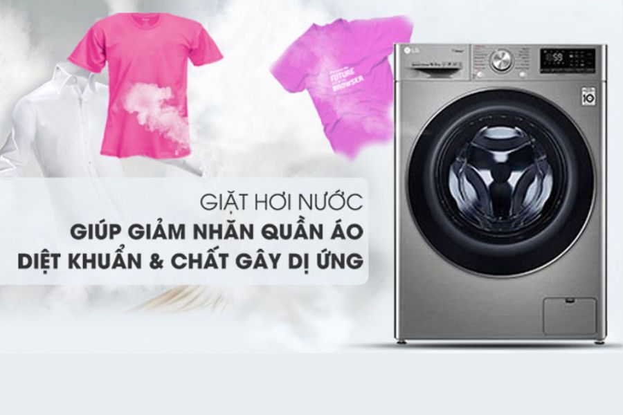 Máy giặt dạng hơi nước giúp diệt khuẩn hiệu quả.