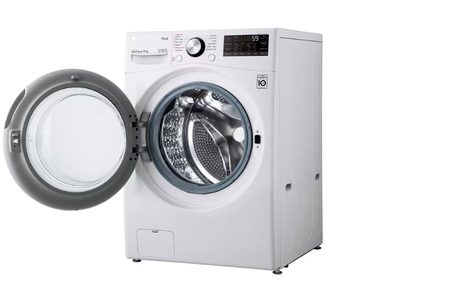 Máy giặt Turbo Drum LG Inverter 15Kg F2515STGW sử dụng công nghệ AI DD, giặt hơi nước tiện lợi.