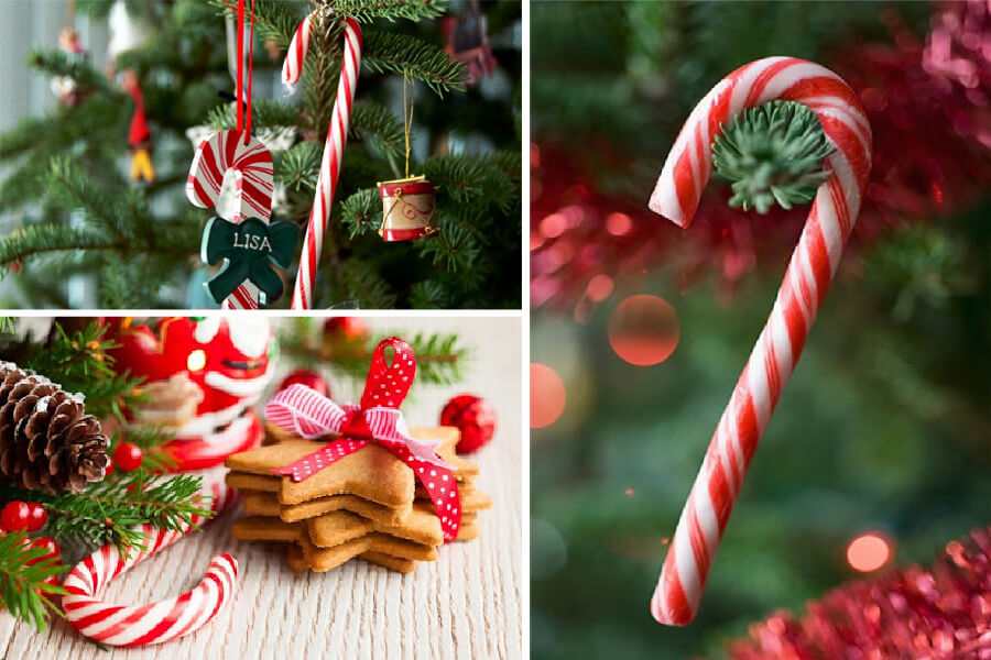 Ngôi sao và kẹo gậy là hai phụ kiện trang trí phổ biến được nhiều người sử dụng vào ngày Giáng Sinh.