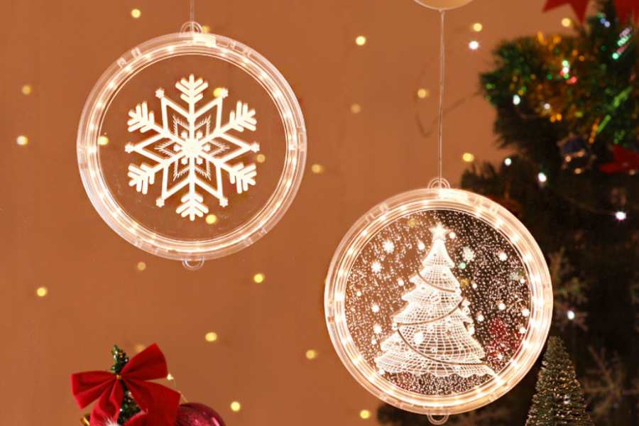 Mẫu vòng đèn trang trí Noel cho văn phòng bằng thủy tinh sang trọng, lấp lánh.