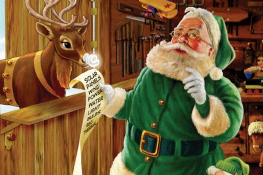 Ông già Noel từng xuất hiện với một bộ đồ màu xanh lá cây.