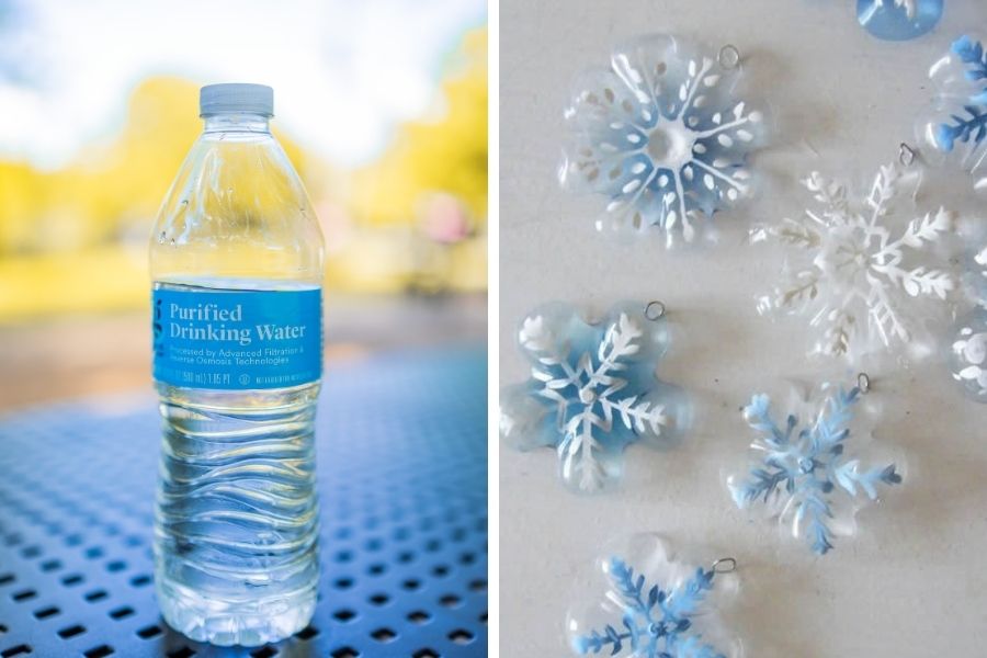 Chỉ với chút khéo tay, bạn đã có ngay những bông tuyết tuyệt đẹp làm từ vỏ chai nhựa.