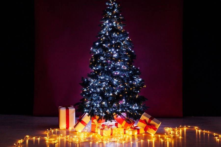 Cây thông Noel lấp lánh khi được trang trí cùng đèn led.