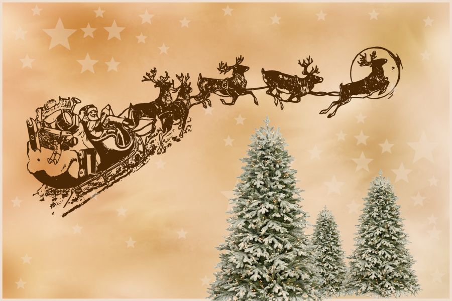 Truyền thuyết ông già Noel kéo xe trượt tuyết nhờ sức kéo của tuần lộc.