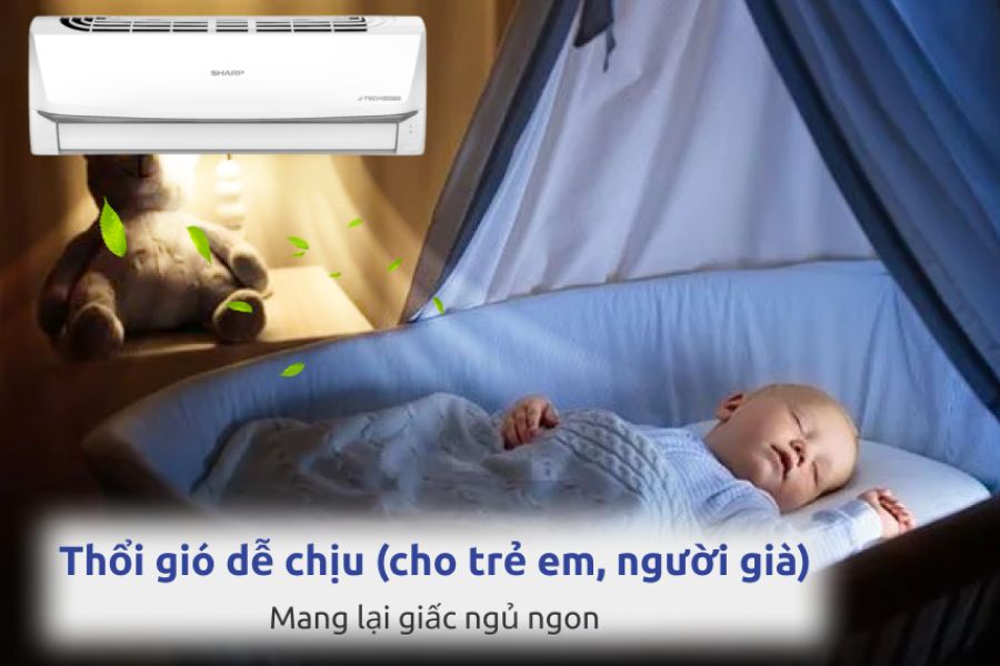 Chế độ ECO trong máy lạnh Sharp giúp bảo vệ sức khỏe, ngủ ngon.