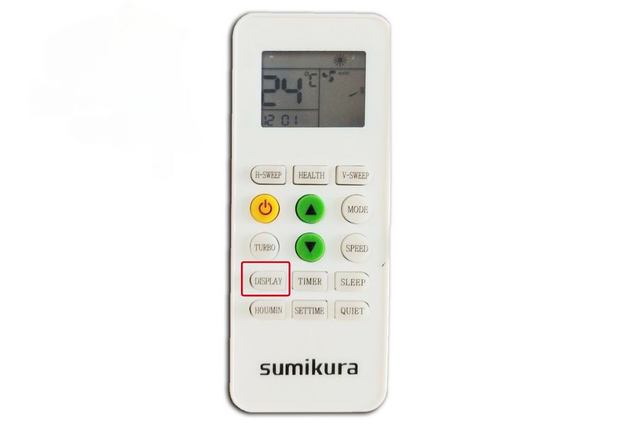 Phím Display điều hòa Sumikura cũng có tác dụng khởi động hoặc tắt màn hình đèn Led.