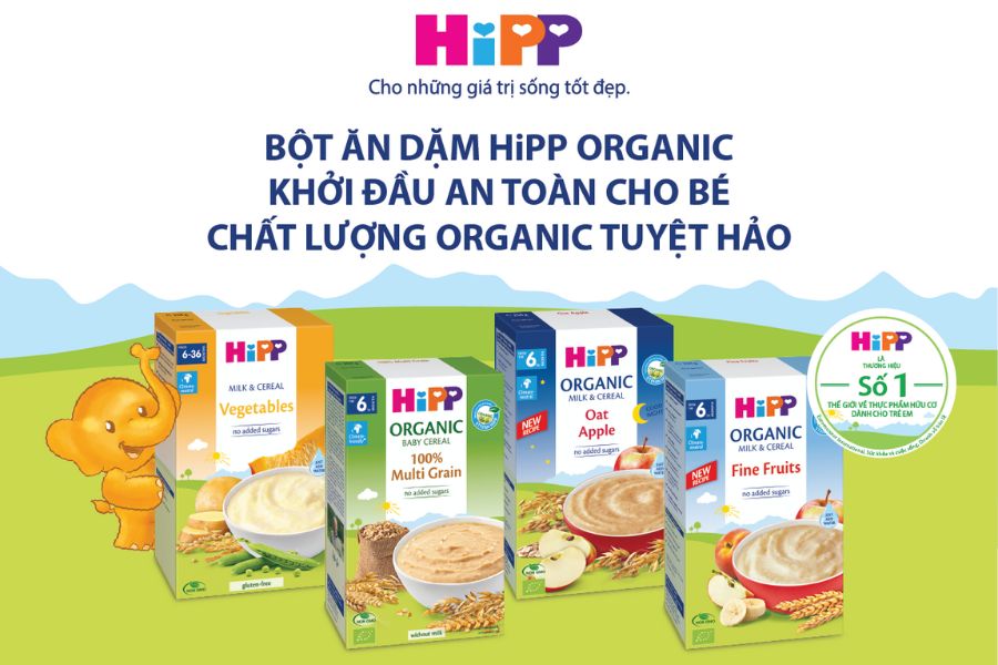 Bột ăn dặm HiPP Organic (số 4 hoặc số 6).