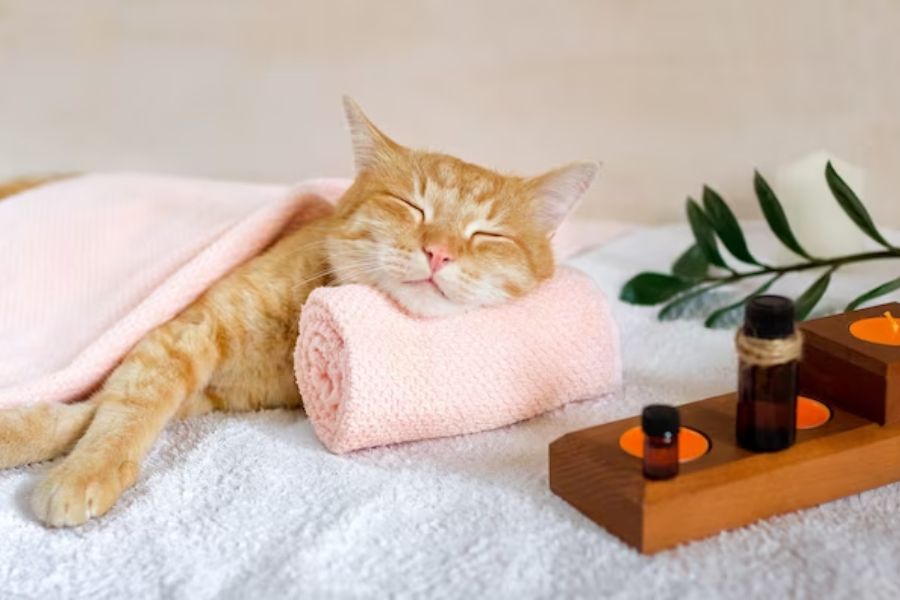 Cách tắm cho mèo bằng tinh dầu thơm.