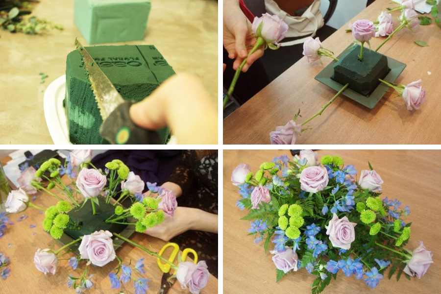 Hướng dẫn Kỹ thuật cắm hoa để bàn với mút xốp đơn giản.