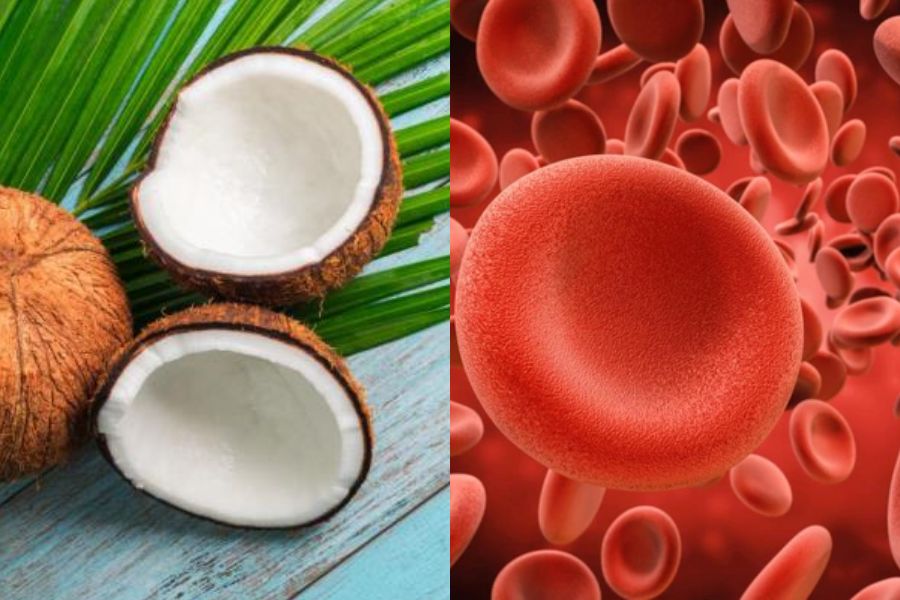 Sắt trong cùi dừa sẽ sản sinh tế bào hồng cầu bổ sung lượng máu trong cơ thể.