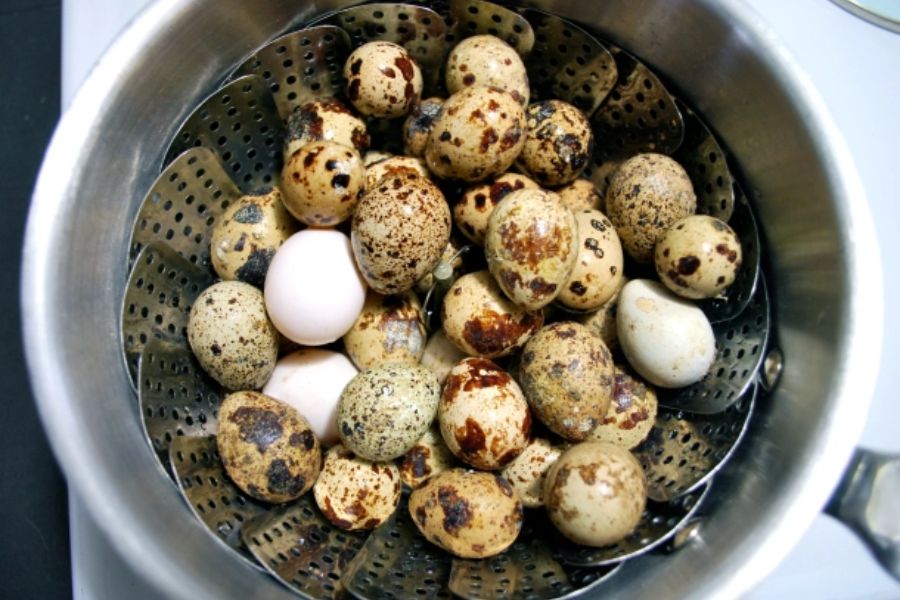 Luộc bằng nước lạnh thêm giấm và muối chỉ 5 phút là trứng sẽ chín.