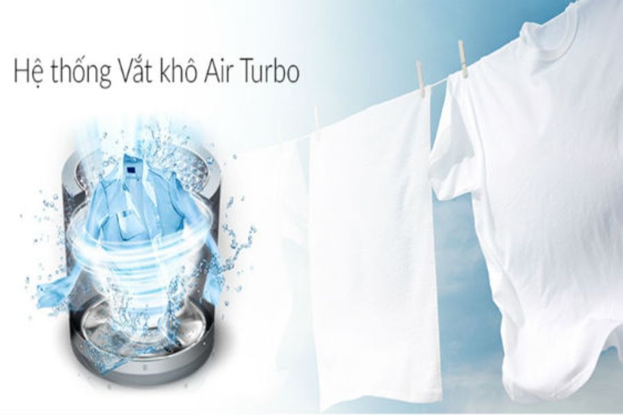 Hệ thống vắt khô Air Turbo được Samsung cải tiến và tích hợp trực tiếp trong lồng giặt.