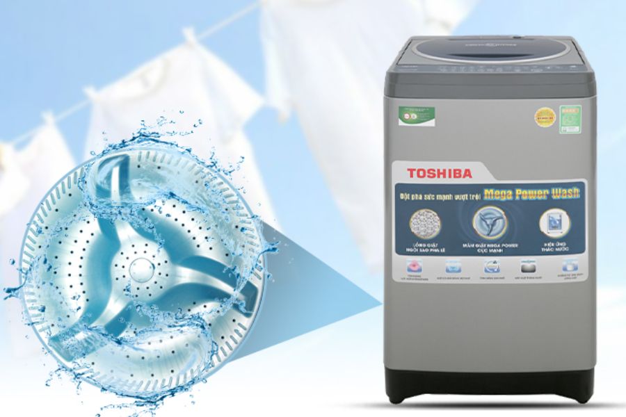 Công nghệ Hybrid Powerful trên máy giặt Toshiba giúp đồ giặt được trộn đều hơn.