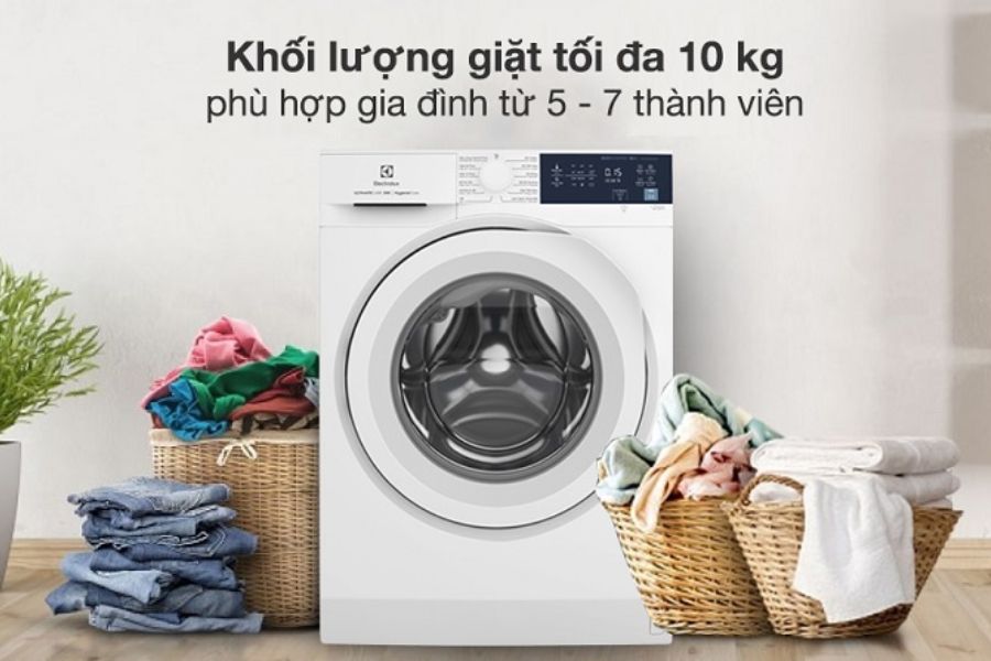 Gia đình từ 5 đến 7 người sẽ phù hợp với máy giặt Electrolux 10 kg.