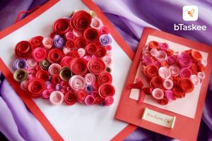 thiệp trái tim 3d