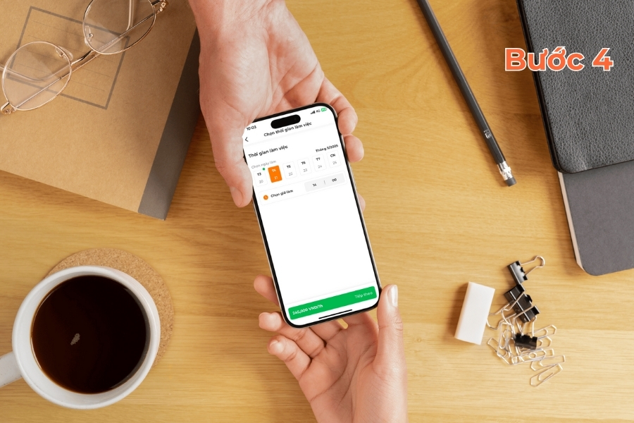 Chọn ngày và thời gian phù hợp với nhu cầu.
