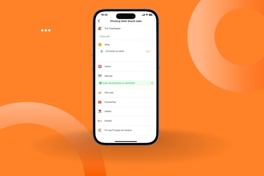 Các phương thức thanh toán trên ứng dụng bTaskee.