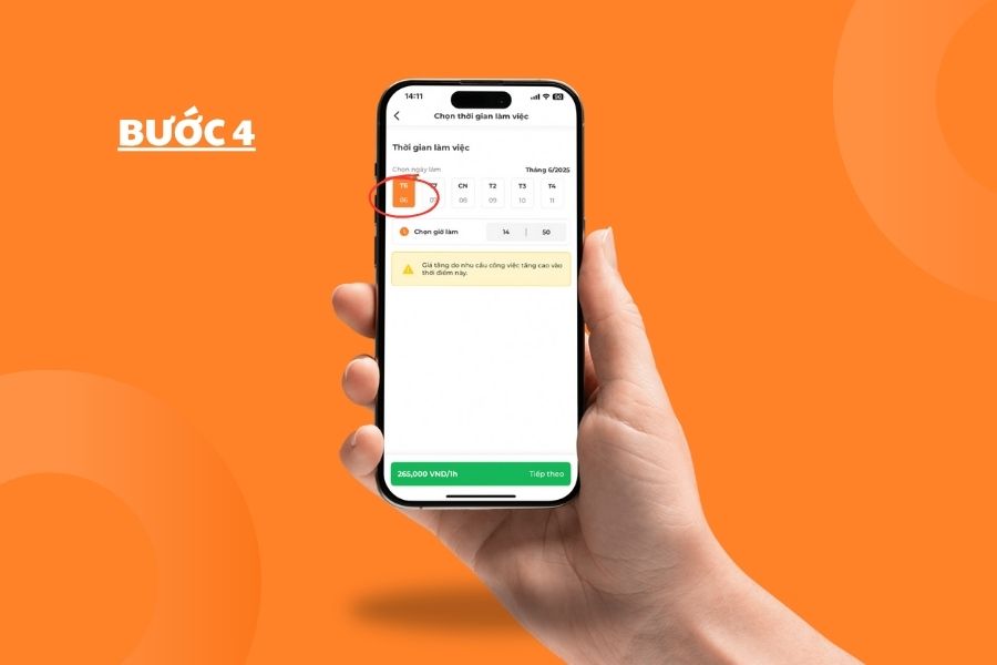 Chọn đặt lịch ngày và giờ theo mong muốn.